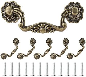 Uenhoy 6 Pcs 3 Inch Bail Handle Drop Pulls Vintage Drop Bail Drawer Pulls Antique Bronze Cabinet Pull Handles (3" Hole Spacing, 4" Total Length)