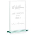 EIO Gifts Personalised 9 Inch Rectangular Glass Trophy/Award - Award for Employee of the Month, All Sports, Leadership and Appreciation - Engraved With Your Own Custom Text and Logo.