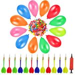 Darts Balloons Carnival Games Set, 1000 Pcs Color Latex Balloons Water Balloon with 12 Pcs Plastic Darts, Darts Target Game Set with Inflator for Carnival Birthday Outdoor Games Christmas