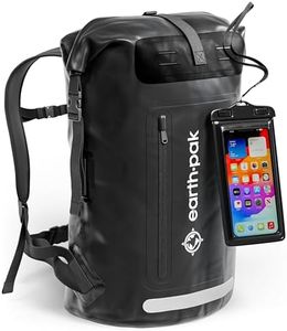 Earth Pak wasserdichter Rucksack – 35L / 55L Waterproof Backpack mit leistungsstarkem Rolltop Rollverschluss, Reißverschluss Tasche und IPX8 wasserfester Handyhülle (Schwarz, 85L)