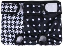 Hisprout 2-pack Breathable Female Dog Diaper Reusable Washable Durable Doggie Diapers Pants(M,Houndstooth)