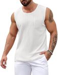 COOFANDY Sleeveless Shirts Men Knit Casual Tank Tops Sleeveless Tank Shirt White Small