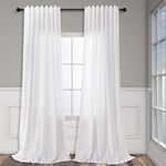 Pitalk White Linen Extra Long Curtains 120 Length for Living Room 2 Panels Set Back Tab Rod Pocket Drapes Semi Sheer High Ceiling Curtains for Large Windows Patio Sliding Door Bedroom 10 FT 52x120