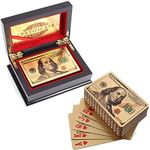 VIROSA 100 Dollar Playing Cards | 24k Carat Gold Plated Poker Cards | Includes Deluxe Wooden Gift Box, Ideal for Family, Magic Party Game