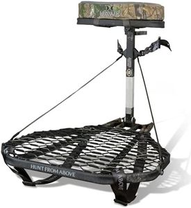 Hawk Mega Combat Hang On Tree Stand, Deer Stand with 24 x 30" Saddle Hunting Platform, Memory Foam Seat, & Safety Harness System