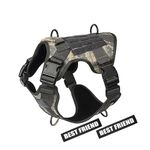 Sakuun Tactical Dog Harness for Large Dogs, Adjustable with Safety Reflective Heavy-Duty No-Pull Military Style Service Dog Vest Training Harness with Handle Medium, Desert