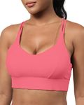 Grace Form Sports Bra for Women Push Up Padded Medium Support Yoga Bra with Padding Sports Bra for Running Workout Strawberry Pink