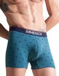 DAMENSCH Deo-Cotton Men's Anti-Bacterial Moisture-Free Cotton Printed Trunks-Check & Mate Teal-Pack of 1-X-Large