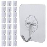 Relazoom Self Adhesive Hooks - 24 Packs of Stick On/Extra Strong Sticky Hooks - Sticky Wall Hooks for Hanging Coat, Towel, Picture, Keys & More