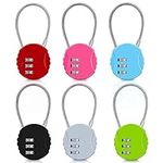 3 Digit Combination Lock 6 Pack, Mini Gym Lock with Wire for Travel Backpack Suitcas School Locker