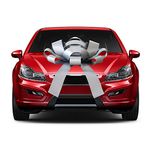 CarBowz Big Silver Car Bow, Giant 30" Bow, Non Scratch Magnet, Weather Resistant Vinyl