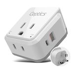 Ceptics UK, Hong Kong, UAE Travel Plug Adapter Set (Type G) - 4 in 1 - 2x Outlets, 1 USB & 1 USB-C (3.1A) - Compact & Powerful (PAK-UK)