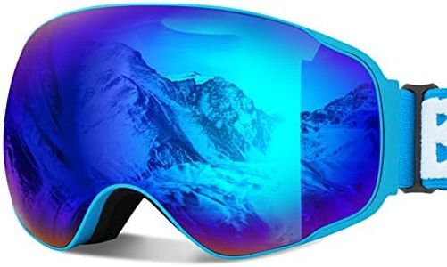 Ski Snow Snowboard Goggles for Men Women & Youth Over Glasses 100% UV400 Protection Anti-Fog with Spherical Detachable Lens