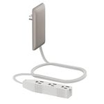 LIDER Flat-Face Outlet Extender with 3 Receptacles, Ultra-Thin Wall Plate Plug with Cord Extender and 3-Outlet Power Strip, 3ft Cord, LWE3-315-NK, Nickel