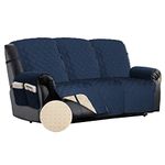 TOMORO Non-Slip Sofa Recliner Cover, 100% Waterproof Quilted Recliner Chair Slipcover Furniture Protector with Pockets, Washable Couch Cover with Elastic Straps for Kids and Pets