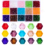 MissAudrey 1800pcs 4mm Faceted Crystal Bicone Glass Beads for Jewelry Making 15 Color Bicone Shaped Crystal Beads for DIY Craft Bracelets Necklaces Earrings Jewellery Making with Container Box