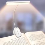 Glocusent 26 LED Reading Light, Book Light with 5 Colours & Stepless Dimming - 90hr Long Battery Life, Eye-Protecting, Larger Lamp Area, 360° Flexible Perfect for Book Lovers, Kids in Bed (White)