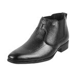 Metro Men Black Leather Ankle Length Chelsea boot UK/6 EU/40 (19-211)