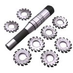 EVNSIX Dp16 PA14-1/2 Bore22 No. 1-8 Involute Gear Cutters+ 7/16 Inch 22mm R8 Shank Milling Arbor Gear Mill Cutter Holder Machine