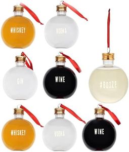 THE TWIDDLERS 8 Boules de Noël à Remplir de Boissons (Gin Vodka Whisky Vin) & Bonbons avec Étiquettes (10x8cm, 250ml) - Ornement de Sapin de Noël Suspendu