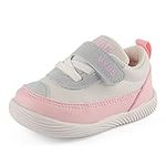 LACOFIA Baby Shoes Infant Girls Trainers Non-Slip Rubber Sole First Walking Shoes Sneakers Pink 3.5