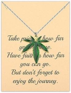 FUSTMW Marijuana Leaf Necklace Pot Leaf Pendant Marijuana Leaf Jewelry for Men Women (Silver)