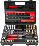 AUPREX 49Pcs Thread Chaser Set, UNC, UNF & Metric Thread Repair Kit with Taps, Dies and Thread Files for Re-Threading, Universal Metric and SAE Thread Chaser Kit