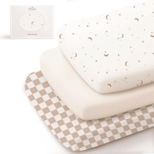 Konssy 3 Pack Stretchy Bassinet Sheets for Baby Girls and Boys, 33"x21"