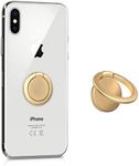 kwmobile Phone Ring Holder Stand - Gold Finger Grip and Kickstand for Cases and Back of Phones - Self-Adhesive Stick-On Mount - Round Design