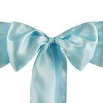 Set of 10 Chair Decorative Satin Sashes Bow Designed for Wedding Events Banquet Home Kitchen Decoration (Sky Blue)