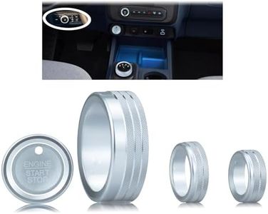 HDUFC for Ford Maverick 2025-up Aluminum Alloy Interior Accessories, Shift knob, Engine Start Stop Cover/Ring, Headlight Control Cover, Volume Control knob Cover, 5-Piece Set (Silver)