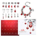 Naler Advent Calendar 2024 Christmas Advent Jewelry Pendant Charms Gift for Women DIY Fashion Bracelet Necklace Xmas Countdown Calendar Gifts (Red)