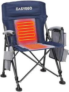 Heated Camping Chair, Folding Chair for Adults Heavy Duty with Large Storage Space, Removable Heated Cushion, 3 Heating Levels, Heated Chair for Outdoor, Lawn, Ice Fishing