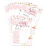 Manta Makes Baby shower prediction cards, 20 x baby prediction cards for baby shower, baby shower games, baby shower decorations girl boy or neutral (Predictions pink)