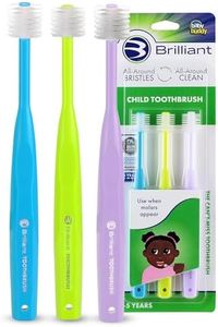 Brilliant Oral Care Child Toothbrush with Soft Bristles and Round Head, for a Kid Approved, Easy to Use All-Around Clean Mouth, Ages 2-5 Years, Sky Blue Lime Lilac, 3 Pack