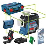 Bosch Professional 12V System Laser Level GLL 3-80 CG (1x battery 12V, green laser, interior, w/app function, mount, working range: 30m, in L-BOXX)