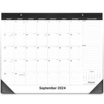 Nekmit Desk Calendar 2024-2025, Yearly Monthly Desk Pad Calendar, Runs from Now to Dec 2025, Wall Calendar for Planning, Ruled Blocks, Black (White)