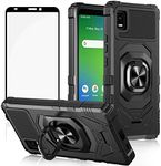 Ailiber for Cricket Vision Plus Case, Cricket Vision+ Case with Screen Protector, Ring Kickstand for Magnetic Car Mount, Military Grade Shockproof Protective Phone Cover for Cricket Vision Plus-Black