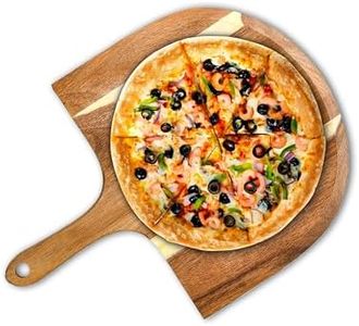 Bruntmor Acacia Wood Pizza Paddle - 16 Inch Brown Pizza Peels for Crispy Crusts - Cutting Board, Cheese Board, Charcuterie Board with Ergonomic Handle For Pizza and Bread