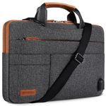 DOMISO 13 Inch Multi-Functional Laptop Sleeve Business Briefcase Messenger Bag with USB Charging Port for 12"-13" Laptops / 13" MacBook Pro / 12.9" iPad Pro/ASUS/Acer/Lenovo/HP, Dark Grey