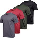 Big and Tall King Size Mens Quick Dry Dri Fit Active Wear Workout Running Training Athletic Performance Short Sleeve Crew Pocket T-Shirt Undershirt Essentials Top Tee ropa Hombre- Set 4, 3X