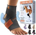 DR. BRACE ELITE Ankle Brace with strap (Grey-Orange, X-Large)