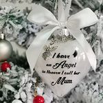 Christmas Memorial Baubles, Mum Christmas Memorial Ornaments Feather Ball With Angel, White Christmas Tree Remembrance Decorations Bereavement Gift To Remember Loved Ones Xmas (White - Mum)