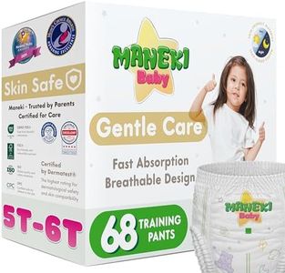 Maneki Baby Hypoallergenic Potty Training Pants 5T–6T, 68 Count (46–60 lbs), Pull-On Diaper Pants & Training Underwear, Soft, Unscented & High Absorbency for Overnight & Daily Use (Pack May Vary)