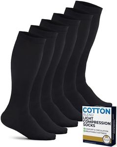 Pembrook Cotton Light Compression Socks for Men - 3 Pairs | 8-15 mmHg Men Compression Socks, Knee High Comfort and Fatigue Relief | Black