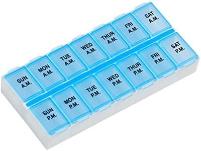 Ezy Dose Weekly (7-Day) Pill Organizer and Planner │ Separate AM/PM Compartments │ Countoured Bottom for Easy Pill Removal