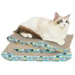 RUMUUKE Cat Scratcher Pad Cardboard Lounge Bed Corrugated Scratching Pad with Catnip 3 Packs Durable Reversible (Green)