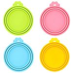 IVIA Pet Food Can Lids, Universal BPA Free Silicone Can Lids Covers for Dog and Cat Food, One Can Cap Fit Most Standard Size Canned Dog Cat Food（4 Pack Multicolor