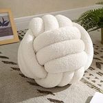 Knot Ball Pillow, Knotted Ball Throw Pillow Ultra Soft Companionship Decorative Hand-woven Knotted Ball Lamb Velvet Sofa Cushion, Knot Cushion, Sofa Pillow Beige