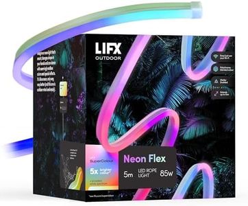 LIFX SuperColour Neon Flex Outdoor Smart Garden 2150 Lumen Light Strip, 5m, IP67 Rated Weatherproof, Wi-Fi, RGBW Colour, Dimmable, No Hub Required, Alexa, Google, HomeKit Compatible.